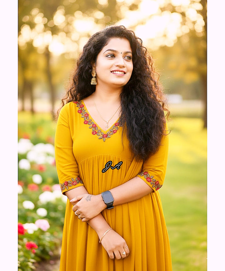 Embroidered Kurta Set - Only Top n Bottom