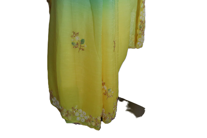 Premium Pixel Crush Saree – Hand Embellished Elegance