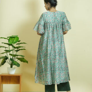 Ladies Kurta Online in USA |Chanderi Silk Kurta - Flared