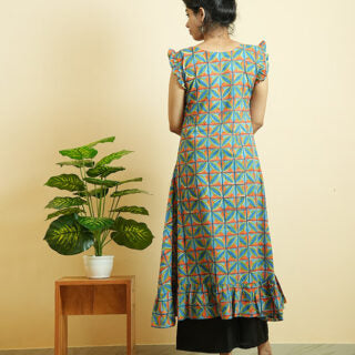 Ladies Kurta Online in USA |Hand Block Printed Cotton Kurta set - Aline